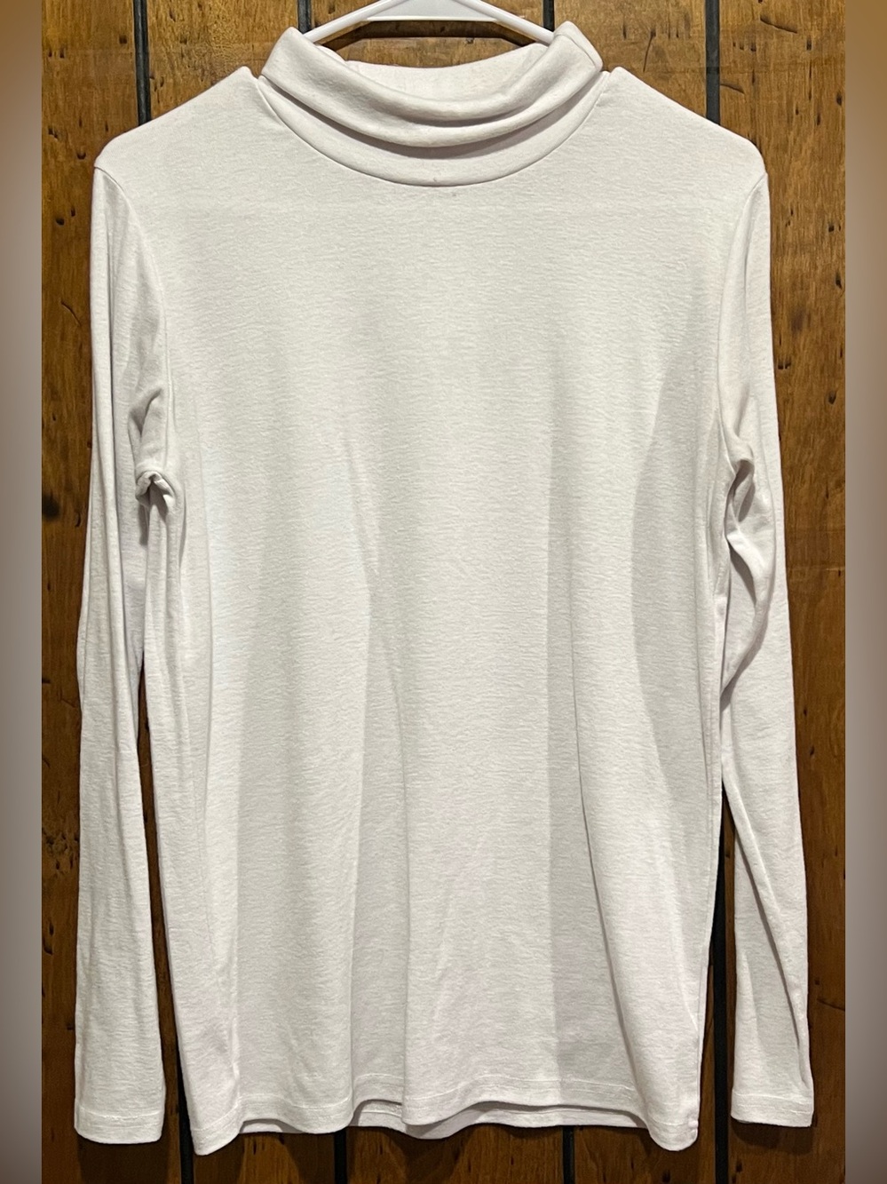 Classic White Unisex Long Sleeve Turtleneck Top size S